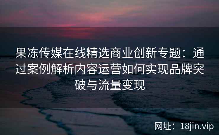 果冻传媒在线精选商业创新专题：通过案例解析内容运营如何实现品牌突破与流量变现